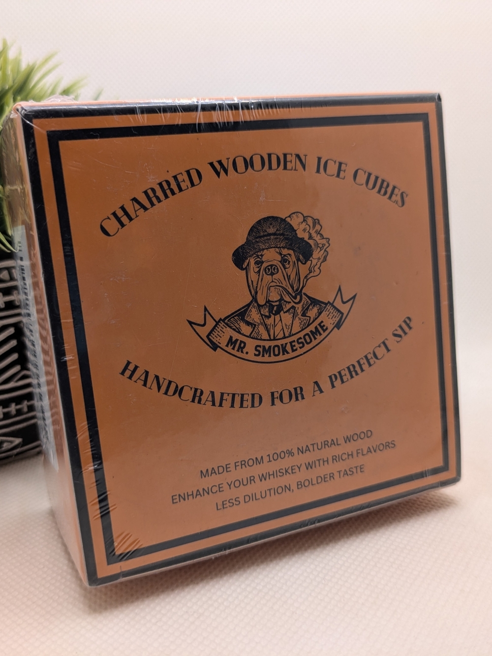 Reusable Ice Cubes for Drinks - 4 Wooden Whiskey Stones Set For Cocktails
